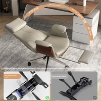Chaise de bureau en cuir - Chaise pivotante ergonomique pour cadres, mécanisme de levage réglable, design moderne et simple pour le bureau à domicile
