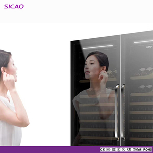 Cave à vin verticale autonome moderne avec grand écran LED, porte vitrée, double zone de refroidissement, étagères en bois JC-4 - Product Image 2