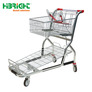 Highbright Heavy-Duty Retail <b>Trolley</b> with Large <b>Platform</b> and Basket Combo - Product Image 1