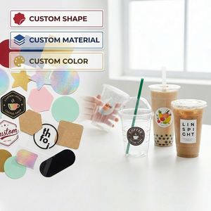 Étiquettes rondes imprimées sur mesure, autocollantes, imperméables, de qualité alimentaire, pour l'emballage des gobelets à bulles, de thé et de café - Product Image 2
