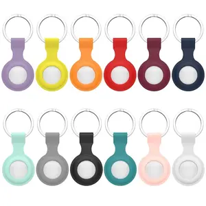 For Airtag Tracker Locator Device Solid Color Anti-lost Keychain Protective Cover For Apple Airtags Silicone Case