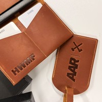 Set Hadiah Dompet Paspor & Label Bagasi Kulit Asli Full Grain Kustom, Hadiah Perjalanan Korporat Premium, Obral Grosir