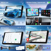 Autoradio Android Podofo 9 pouces 2+32G Double Din avec écran partagé, CarPlay sans fil et Android Auto, GPS, WIFI, Radio de voiture, Autoradio d'usine