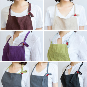 Tablier sans manches réutilisable en <span class=keywords><strong>lin</strong></span> et coton 100% de style <span class=keywords><strong>japonais</strong></span> personnalisé, avec poche et sangle longue ajustable pour salon, spa et usage quotidien - Product Image 3