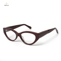 Monture de lunettes en acétate légère à monture complète, avec plaquettes de nez confortables et branches flexibles durables, pour hommes et femmes