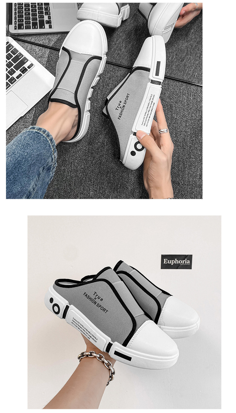 Fashion Close Toe Canvas Half Slipper Men's 2022 Summer Casual Shoes Lazy Slipper