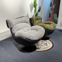 Fauteuil de détente pivotant en tissu doux avec base ronde, fauteuil simple rotatif pour la détente intérieure 1038