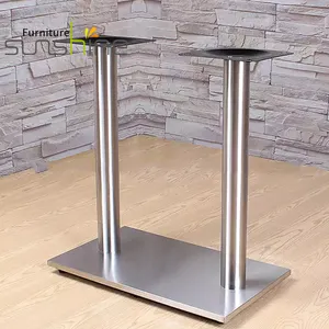 クロームダブルテーブルレッグクロスメタルダイニングテーブルベーススクエアステンレススチールメタルベースダイニングテーブルセット