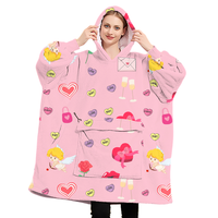 Couverture géante à capuche imprimée personnalisée en usine, taille unique, pour regarder la télévision, cadeaux de la Saint-Valentin