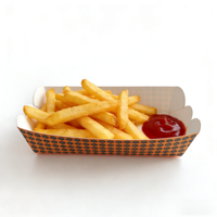 Boîte jetable en papier en forme de bateau, résistante à l'huile, de qualité alimentaire, pour emballage de snacks, poulet frit, frites, hot-dogs et repas