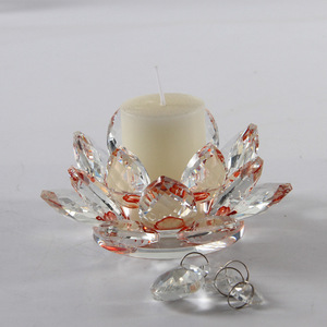 Ornamenti Decorativi <span class=keywords><strong>da</strong></span> Tavolo, Portacandele per Lampade a Burro, Candelabro Trasparente a Forma di Loto, Portacandele in Vetro Cristallo - Product Image 4