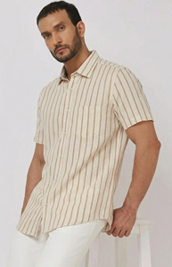 Chemise en lin rayée pour homme, coupe ajustée, respirante, idéale pour l'été, qualité export, fournisseur de vêtements en gros - Product Image 2