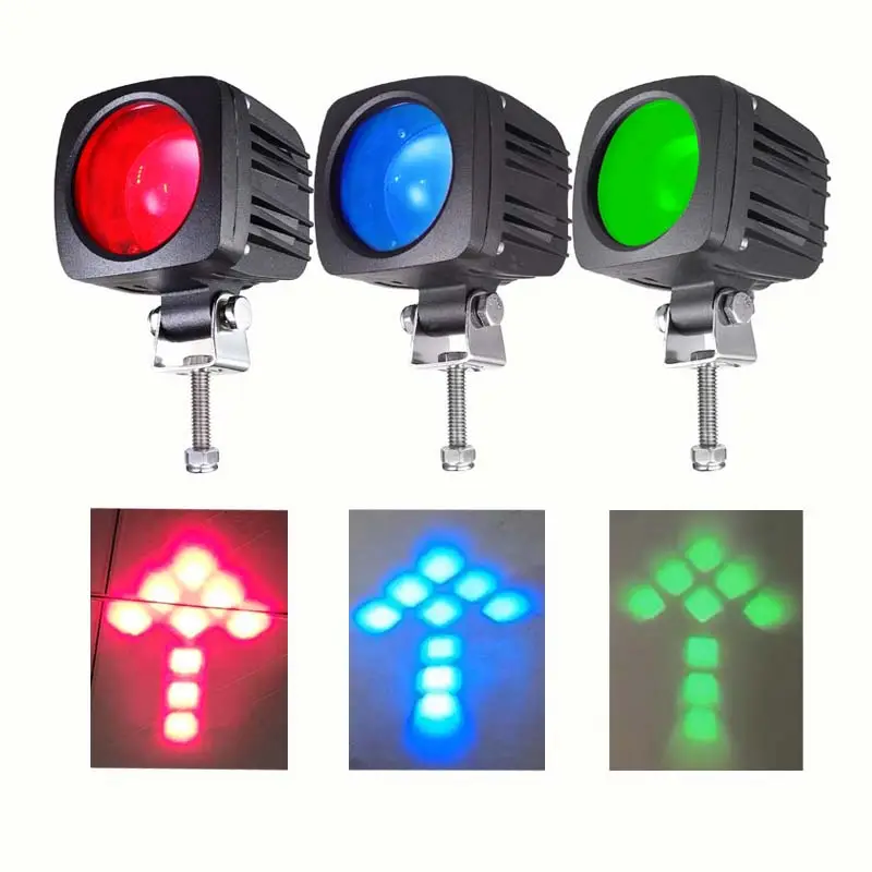 Pedestros de luz de led móvel piscando flecha, 27w 10-110v, azul ou vermelho ou verde, luz de aviso
