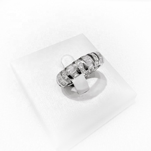 wholesale brass wedding engagement hip hop <b>ring</b> baguette cut rhodium plated promise <b>chunky</b> zirconia finger <b>rings</b> for woman - Product Image 4