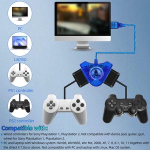 Câble adaptateur d'interface USB <span class=keywords><strong>2</strong></span>.0 PS PS2 vers PC pour manette PS2 <span class=keywords><strong>PSX</strong></span> vers PC, double contrôleur USB Playstation 2PC, manette de jeu USB - Product Image 3