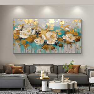 Vẽ tay ban đầu trừu tượng vàng hoa sơn dầu trên vải lớn tường nghệ thuật hoa Phong Cảnh Sơn cho phòng khách trang trí - Product Image 2