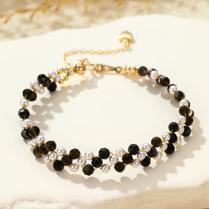 Pulsera <span class=keywords><strong>de</strong></span> Perlas <span class=keywords><strong>de</strong></span> Cristal <span class=keywords><strong>de</strong></span> Circonio Natural Estilo <span class=keywords><strong>Swarovski</strong></span> con Cuentas <span class=keywords><strong>de</strong></span> Oro <span class=keywords><strong>de</strong></span> 14K Sólido <span class=keywords><strong>de</strong></span> Alta Costura para <span class=keywords><strong>Mujer</strong></span>, Nueva Colección 2025, Fácil <span class=keywords><strong>de</strong></span> Ajustar, Lista para Regalar - Product Image 2