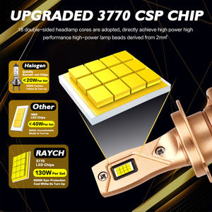 RAYCH Nuevo Faro LED F3X de 130w 14000lm Color <span class=keywords><strong>Blanco</strong></span> 3 Años de Garantía H1 H3 H11 9005 H13 H4 H7 Faro LED para Automóvil Universal - Product Image 3