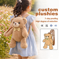 Sac à dos en peluche 3D personnalisé de haute qualité, mignon, en forme d'ours en peluche, avec fermetures éclair et sangles, jouet en peluche animal
