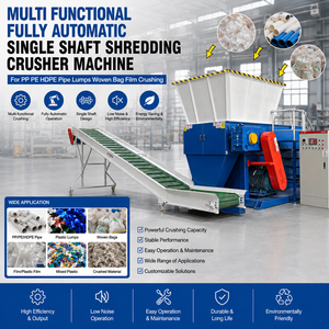 Multi Functional Fully Automatic Single Shaft Shredding Crusher Machine for PP PE HDPE Pipe Lumps Woven <b>Bag</b> Film Crushing - Product Image 1