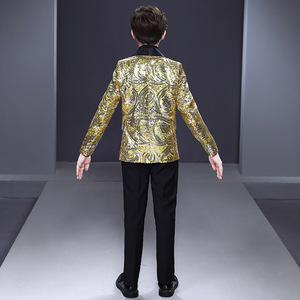 Traje de Gala para Niños de 6 a 16 Años con Lentejuelas Doradas, Ropa Infantil, Trajes de Talla Grande para Niños, Traje de Anfitrión para Actuación de Piano, Blazer de Esmoquin para Niños - Product Image 5