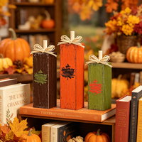 3 décorations en bois en forme de feuille d'érable pour l'automne/Thanksgiving, colonne carrée. pour Thanksgiving, la récolte