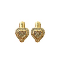 Hartvormige CZ Chunky Hoop Stud Oorbellen Goud Zilver Koper Pave Zirconia Hart Geribbelde Buis Oorbellen voor Vrouwen Feest Valentijn Sieraden