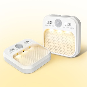 Lampe murale intérieure carrée à trois couleurs avec détecteur de mouvement humain, éclairage nocturne simple, recharge USB, lumières LED à capteur - Product Image 1