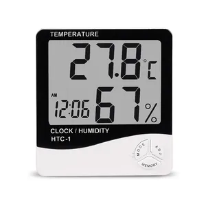 Htc 1 termômetro e higrômetro digital lcd, medidor de temperatura e umidade para ambientes internos e externos, estação meteorológica HTC-1