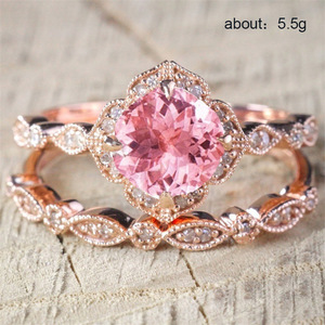 Anello Quadrato Impilabile per Donne, Tono Rosa, Gioielli Scintillanti alla Moda, Vendita all'Ingrosso - Product Image 4