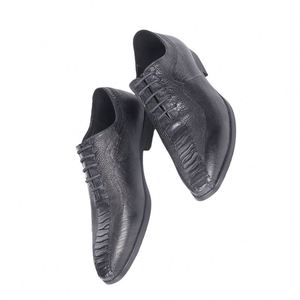 รองเท้าหนังนกกระจอกเทศดีไซน์ใหม่ สไตล์อิตาเลียนสุดสร้างสรรค์ ปี 2025 รองเท้าผู้ชายสไตล์อังกฤษสุดหรู พื้นรองเท้าหนัง เหมาะสำหรับงานแต่งงานและงานปาร์ตี้ - Product Image 5