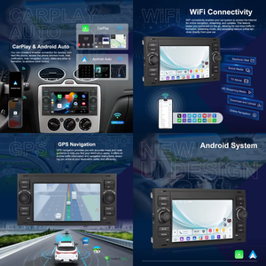 Autoradio Android 7\" Podofo per <span class=keywords><strong>Ford</strong></span> Transit Fiesta <span class=keywords><strong>Focus</strong></span> Galaxy Mondeo Fusion <span class=keywords><strong>Kuga</strong></span> con Carplay/Android Auto Wireless/WiFi/GPS OEM - Product Image 2