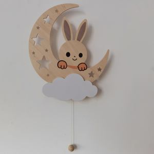 Lámpara de Pared de Madera con Forma de Conejito, Decoración de Pared para Habitación Infantil con Luz LED, Lámpara de Pared Decorativa con Forma de Conejo, Funciona con Pilas AA, Decoración de Pared para Habitación Infantil - Product Image 3