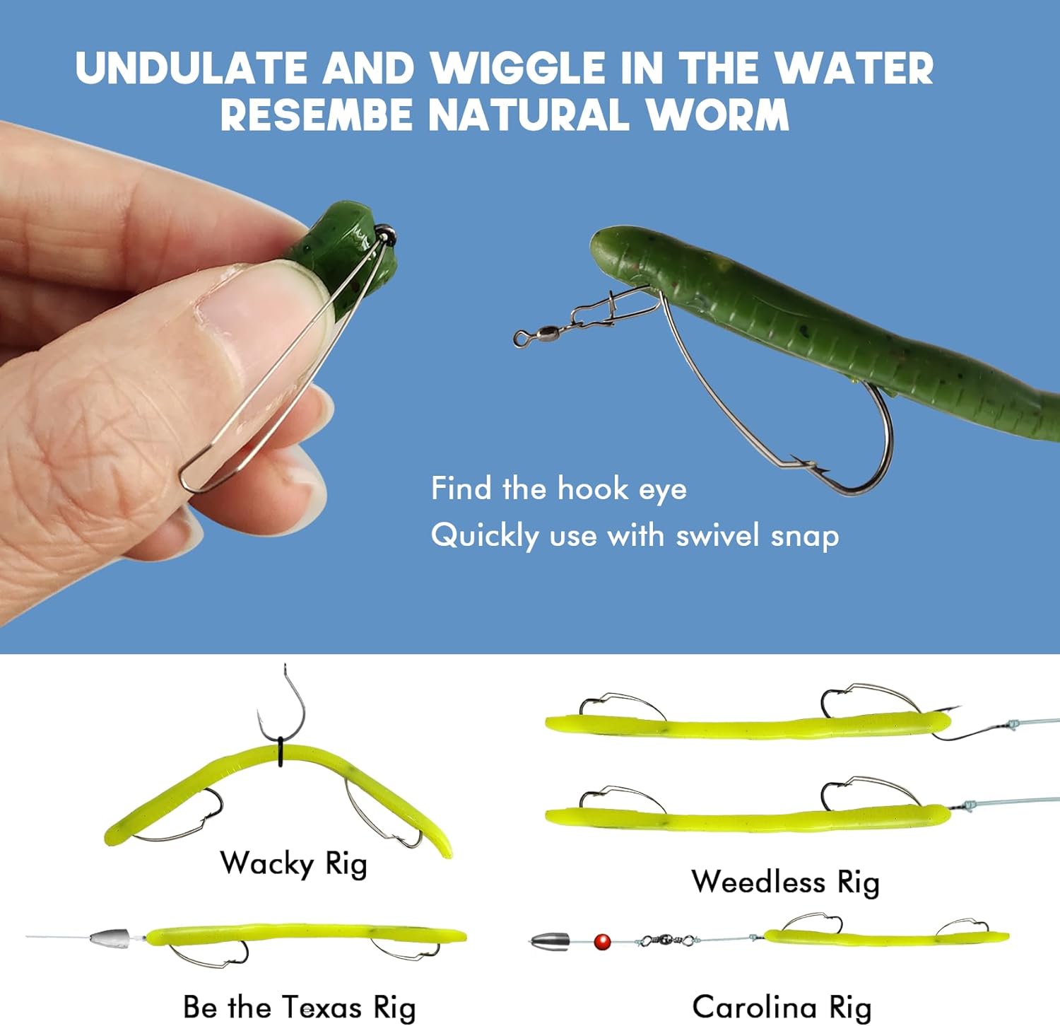 Weedless Pre-Rigged Bass Fishing Lures - Durable Soft Plastic with Double  Sharp Hooks for Freshwater & Saltwater Fishing