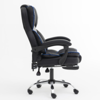 Chaise de bureau ergonomique confortable avec support lombaire et repose-pieds en similicuir PVC noir