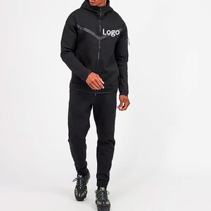 Survêtements en polaire deux pièces pour hommes, vestes à capuche chaudes, pantalons de survêtement décontractés, respirants, personnalisés, épais, pour la salle de sport, l'entraînement, le streetwear - Product Image 1