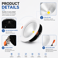 Downlight LED COB encastré étanche IP65 15W 20W 30W en aluminium moulé sous pression, projecteur de plafond commercial, éclairage architectural