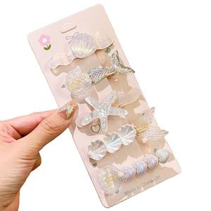 Pince à bec de canard douce coquille accessoire de cheveux pince à frange en plastique perle côté cassé épingle à cheveux perle étoile de mer conception pince à cheveux pour les filles - Product Image 5