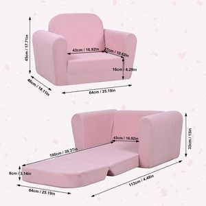 Simple Portable Modern Soft Foldable Corduroy Fabric Kids Armchair Sofa for 3 Years <b>Old</b> Foam Dining Playroom <b>Chair</b> - Product Image 6