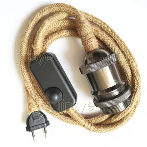 whole sale lamp cord set with linen cable / switch/ lamp holder