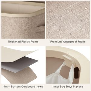 Cesto de <span class=keywords><strong>Ropa</strong></span> <span class=keywords><strong>Sucia</strong></span> Plegable Beige de 105L, Cesto Alto <span class=keywords><strong>para</strong></span> <span class=keywords><strong>Ropa</strong></span> <span class=keywords><strong>Sucia</strong></span>, Ahorra Espacio, <span class=keywords><strong>para</strong></span> Lavandería, Dormitorio, Baño, Residencia Estudiantil - Product Image 5