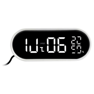 JUSTAMINUTE <b>Digital</b> Multifunction Touch Alarm <b>Clock</b> Snooze Temperature Display Minimalist Design Plastic Material White JE5110B - Product Image 2