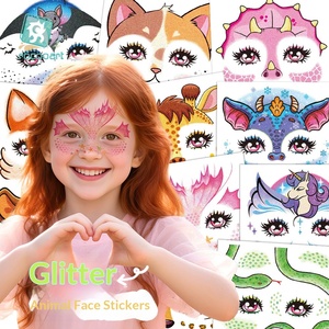 สติกเกอร์ติดหน้าเด็ก <span class=keywords><strong>ลาย</strong></span>การ์ตูนสัตว์ แบบกากเพชร สำหรับแต่งหน้าชั่วคราว <span class=keywords><strong>ลาย</strong></span>ยุโรปอเมริกัน ปี 2025 - Product Image 1