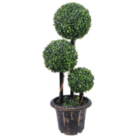 Arbre topiaire artificiel en buis à 3 boules, faux bonsaï en pot pour la décoration intérieure et extérieure de la maison, du bureau, du patio et du jardin