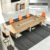 Table de conférence de luxe pour 10 à 20 personnes, table de salle de réunion de qualité commerciale avec prise de courant intégrée et hub de données USB