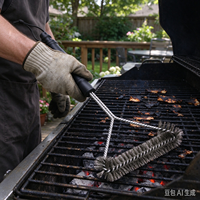 Brosse de nettoyage triangulaire haut de gamme pour barbecue, en fil d'acier inoxydable durable avec manche en plastique, accessoires de grillades en extérieur