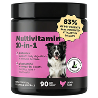 Vitamines Multiples Premium pour Chiens en Gros – 10-en-1 Friandises Tendres avec Probiotiques pour le Soutien Immunitaire et la Vitalité d'un Pelage Sain
