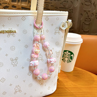 Chaîne de téléphone portable anti-perte en acrylique avec motif d'animal mignon, faite à la main, avec des perles, petite fille, porte-clés suspendu pour étui d'iPhone