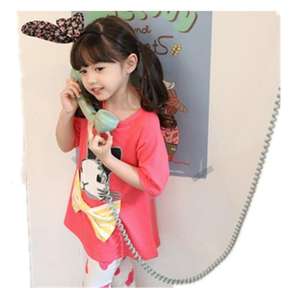 Vêtements d'été pour enfants en gros en ligne : Ensemble décontracté T-shirt à manches courtes imprimé lapin et pantalon pour filles - Product Image 1