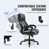 Chaise de bureau de direction à soutien lombaire à réglage infini très robuste de 500lb avec soutien lombaire réglable de pointe
